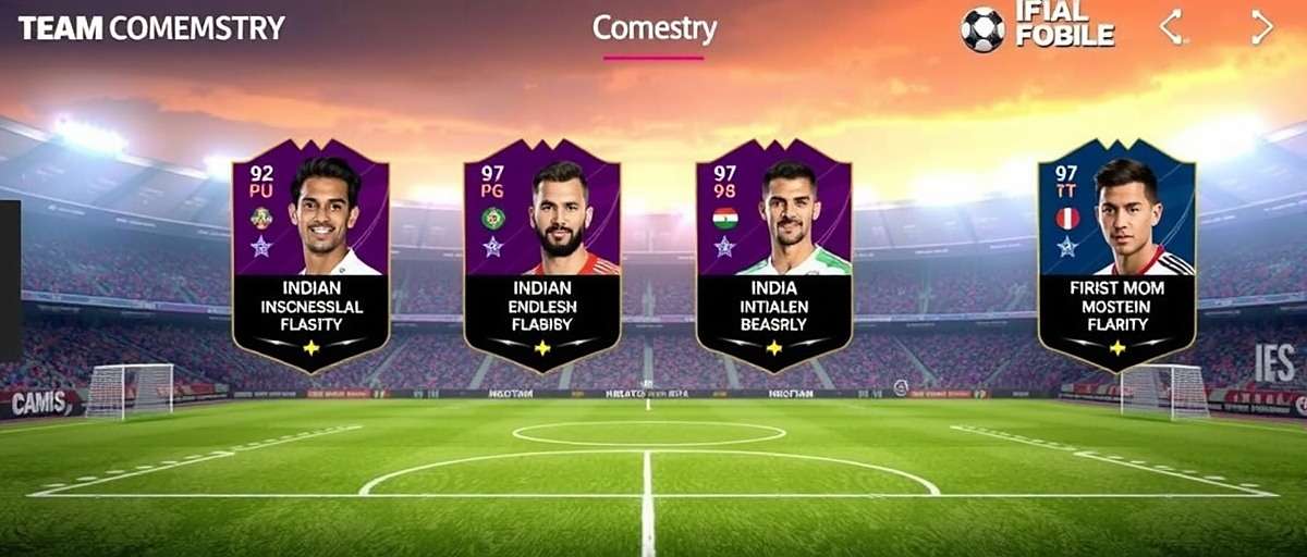 FIFA Mobile Winning Ways Team Chemistry FIFA Mobile Winning Ways team chemistry screen showing Indian and international players